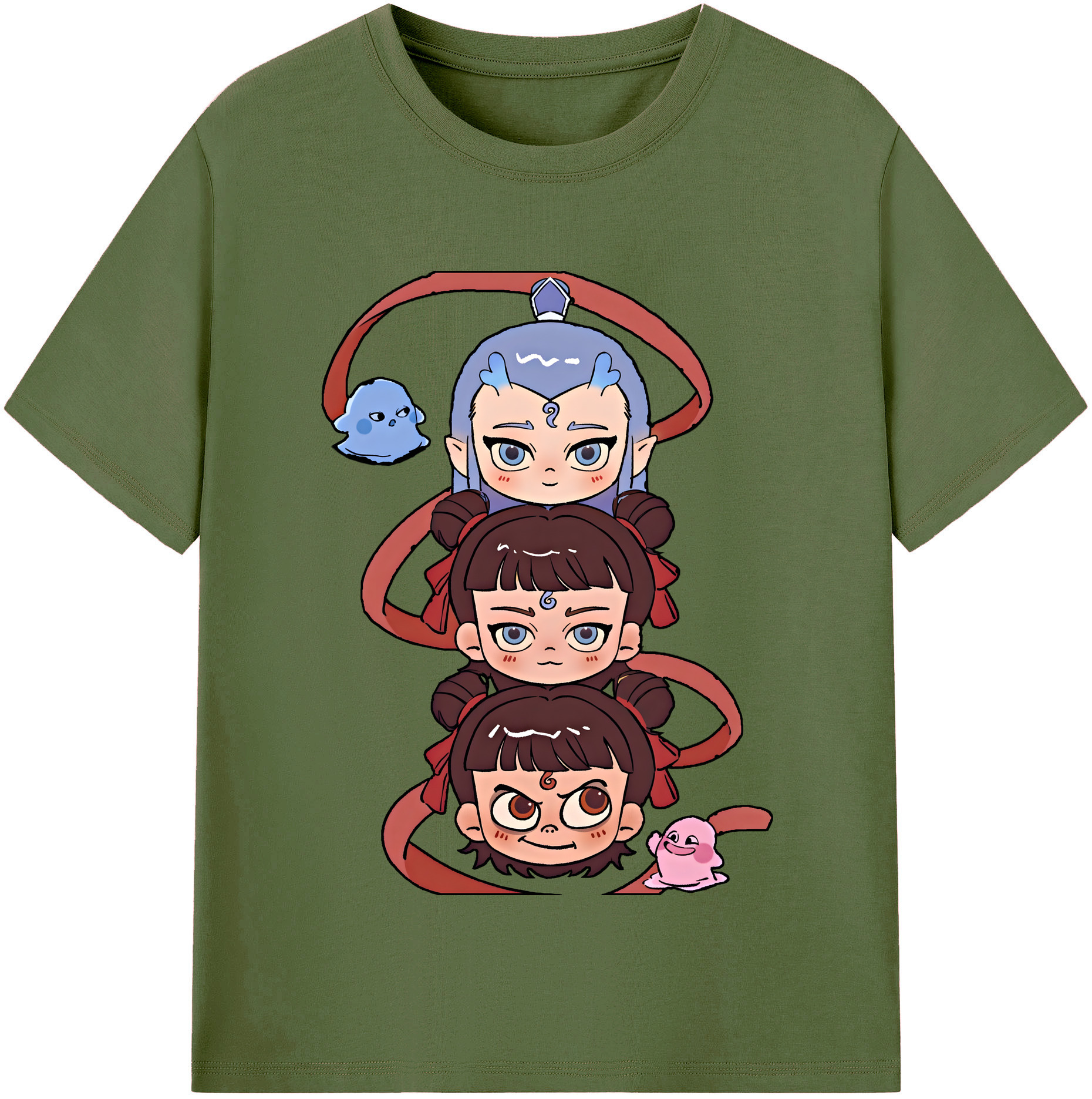 （画像用） Ne Zha 2 ナタ 魔童の大暴れ 綿100％半袖Tシャツ（フロントプリント）